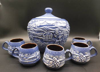 Zabytkowy niemiecki zestaw do ponczu lub grzańca firmy Bay Keramik