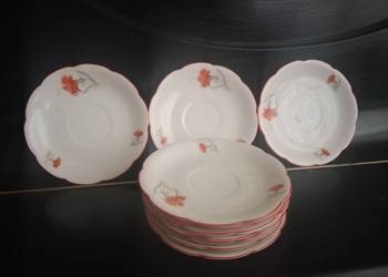 Zestaw 10 Talerzyków Giesche – Śląska Porcelana, Vintage, Goździki, 15