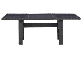 Stół ogrodowy czarny 200x100x74 cm szkło i rattan PE WM-310145
