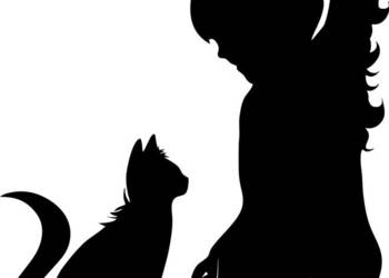 Naklejka dziewczynka i kot