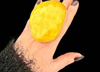 Okazały unikatowy pierścionek bursztyn bałtycki srebro 925 rękodzieło