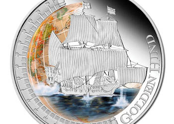 Srebrna moneta z serii  Statki które zmieniły Świat - Golden Hind