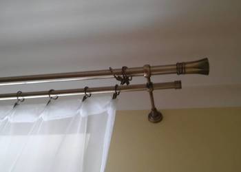 Karnisz podwójny mosiądz antyczny 250 cm 25mm/19 mm
