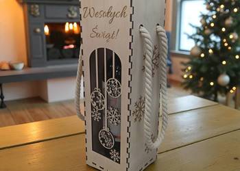 Świąteczna Drewniana Skrzynka na Wino - Idealna na Prezent