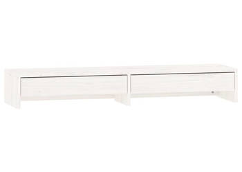 Podstawka na monitor biała 100x27x15 cm lite drewno sosnowe WM-813960