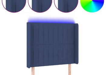 Zagłówek do łóżka z LED niebieski 93x16x118/128 cm tkanina WM-3124274