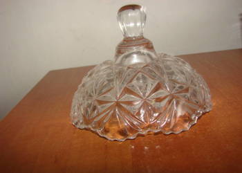 szklana pokrywka cukiernicy PRL