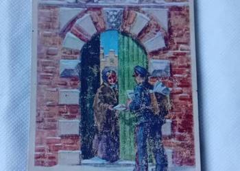 Pocztówka z listonoszem, III Rzesza, 1942 r. z obiegu, znaczek. Pocztówka z listonoszem, III Rzesza, 1942 r. z obiegu, znaczek.