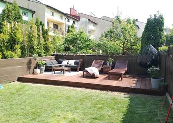 Taras drewniany, zadaszenie tarasu, architektura ogrodowa