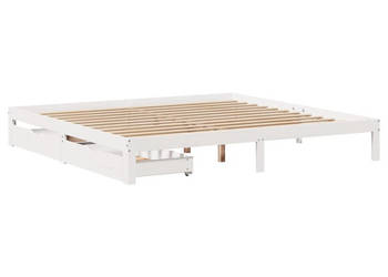 Rama łóżka z szufladami biała sosnowa 200x200 cm WM-3301957