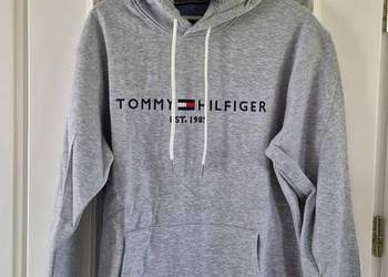 Szara bluza z kapturem Tommy Hilfiger.  Rozmiar L