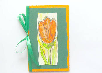 tulipan kartka, wiosenna kartka, kartka z tulipanem, malowa