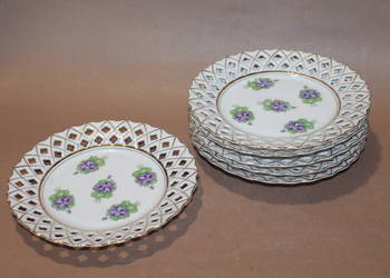 Komplet ażurowych talerzyków z kwiatami 6 szt nr 89