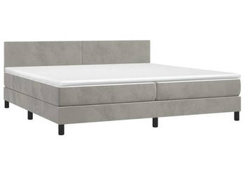 Łóżko kontynentalne z materacem i LED szare aksamit 200x200cm WM-3134303