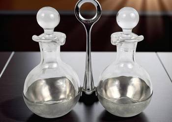 Zestaw na ocet i oliwę w stojaku szkło/ stal WMF design z XXw