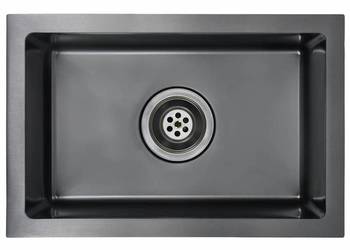 vidaXL Ręcznie robiony zlewozmywak, czarny, stal nierdzewna(SKU:145082)