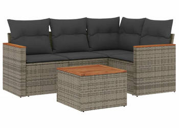 5-cz. zestaw wypoczynkowy do ogrodu poduszki szary rattan PE WM-3225941