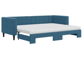 Sofa rozsuwana z materacami niebieska aksamit 80x200 cm WM-3196707