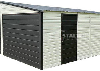 Garaż Blaszany 6x6 - 2x Brama Uchylna - Drzwi - Okno Dach ST115