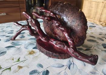 PRL półka hand made korzeń huba etykieta
