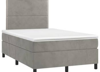 Łóżko kontynentalne z materacem i LED szare aksamit 120x200cm WM-3136053
