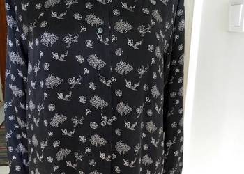 Koszula Jedwabna 100% Naturalny Jedwab Czarna Modny Drobny Nadruk Wizytowa