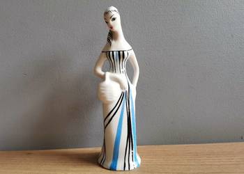 Stara figurka Grzybiarka porcelana Ćmielów PRL 1960 New Look - uszkodzona