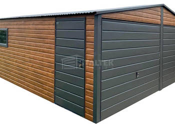 Garaż blaszany 6x5,8 2x brama uchylna drzwi okno dach ST247