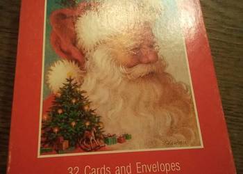 Pudełko Bożonarodzeniowe na amerykańskie kartki pocztowe. Vintage