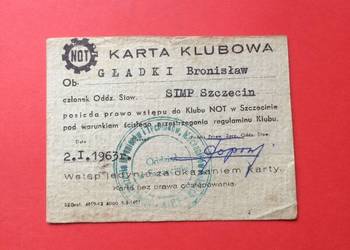 ( 802 ) Karta Klubowa NOT Gładki