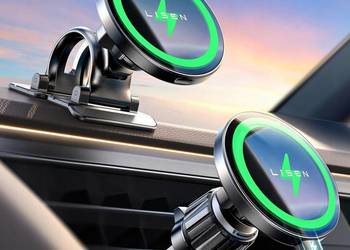 Żelazny LISEN Magsafe uchwyt samochodowy na telefon komórkowy 15 W, funkcja