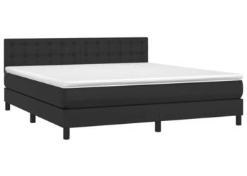 Łóżko z Materacem Kontynentalne Czarne Ekoskóra LED 160x200cm WM-3134231