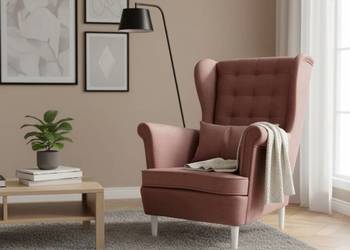 Fotel Uszak Skandynawski Różowy, Dostawa 0zł!