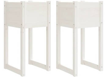 Donice 2 szt. białe 40x40x81 cm lite drewno sosnowe WM-822125