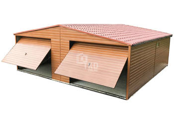 Garaż blaszany 7,5x6m 2x  brama uchylna okno blachodach rynny   TKD270