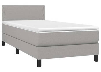 Łóżko kontynentalne z materacem jasnoszare tkanina 90x200 cm WM-3133045