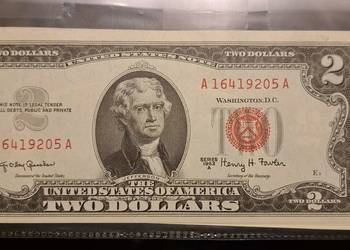 Banknoty 2 dolarowe 1963 UNC czerwona kolejne numery