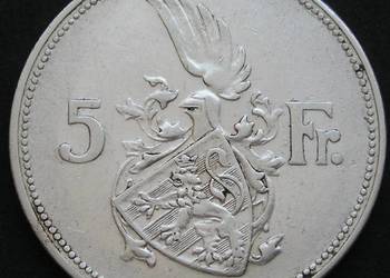 Luksemburg 5 franków 1929 - SREBRO