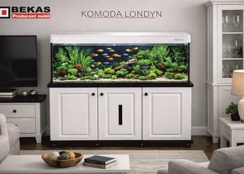 Komoda LONDYN pod Akwarium Biały Dąb +Czarny BLAT RAL BEKAS Producent