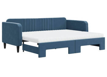 Sofa rozsuwana z materacami niebieska aksamit 90x200 cm WM-3197086