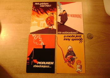 Starocie z PRL Stare pocztówki 4 szt. według projektu Szymona Kobylińskiego