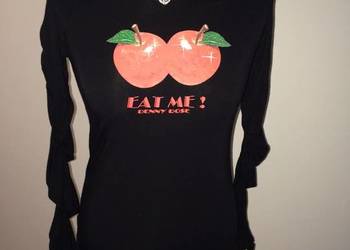 Czarna włoska bluzka wiskoza Denny Rose jabłko longsleeve