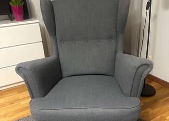 Fotel Strandmon ikea Uszak Szary Stan BDB