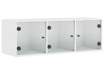Szafka wisząca ze szklanymi drzwiami biała 102x37x35 cm WM-836511
