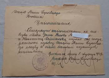 Urząd Stanu Cywilnego Brodnica, 1947 r. Odmowa wydania aktu ślubu.