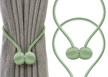 Magnetyczne upięcie do zasłon i firan – zielone, dekoracyjna klamra 45 cm