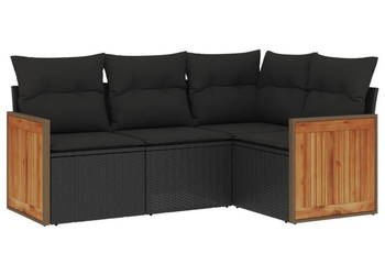 4-cz. zestaw wypoczynkowy do ogrodu poduszki czarny rattan PE WM-3227609