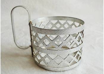 Koszyk Koszyczek na szklankę aluminiowy lata 60-70-te z PRL Vintage