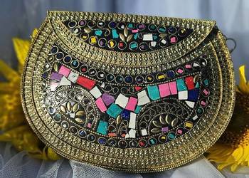 Torebka orientalna boho bohemian kopertówka metalowa retro mozaika kolorowa
