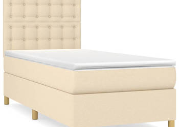 Łóżko kontynentalne z materacem kremowe tkanina 80x200 cm WM-3142614